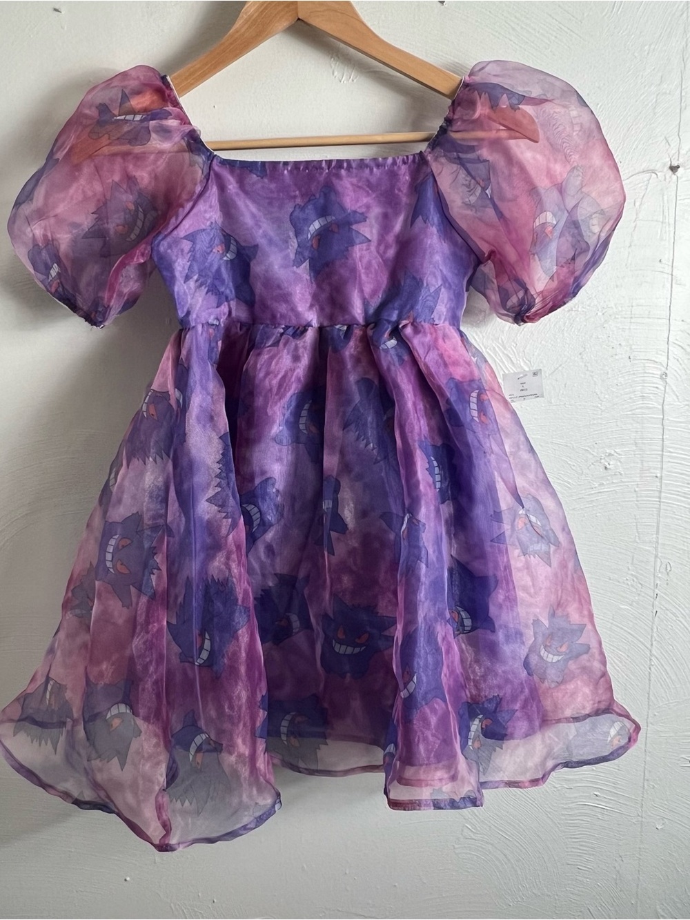 Pokémon Girls Large 10/12 Purple Puff Sleeve Mini Dress Up Dress NWT